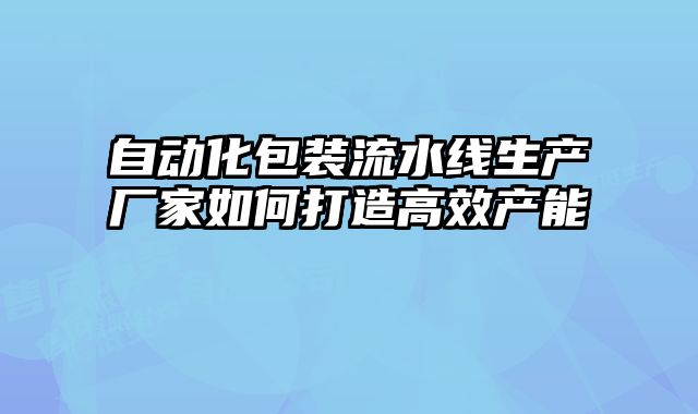 自動化包裝流水線生產廠家如何打造高效產能